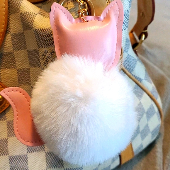 Cute Pink Fox Pom Pom Keychain/Bag Charm - Picture 2 of 2